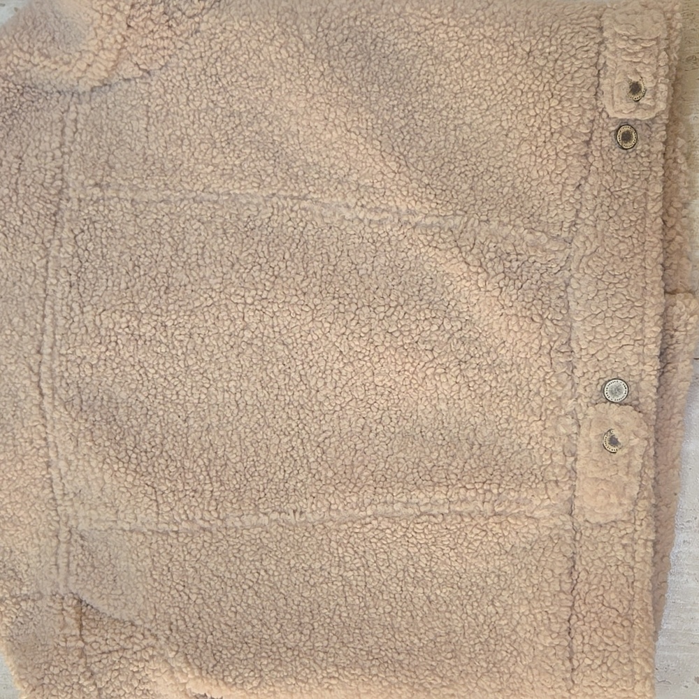 Mango MNG Casual Cozy Tan Sherpa Button Down Teddy Bear Jacket - Picture 10 of 11